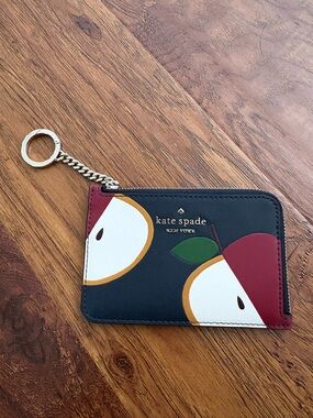 kate spade Honeycrisp navy cardholder keychain. NWT